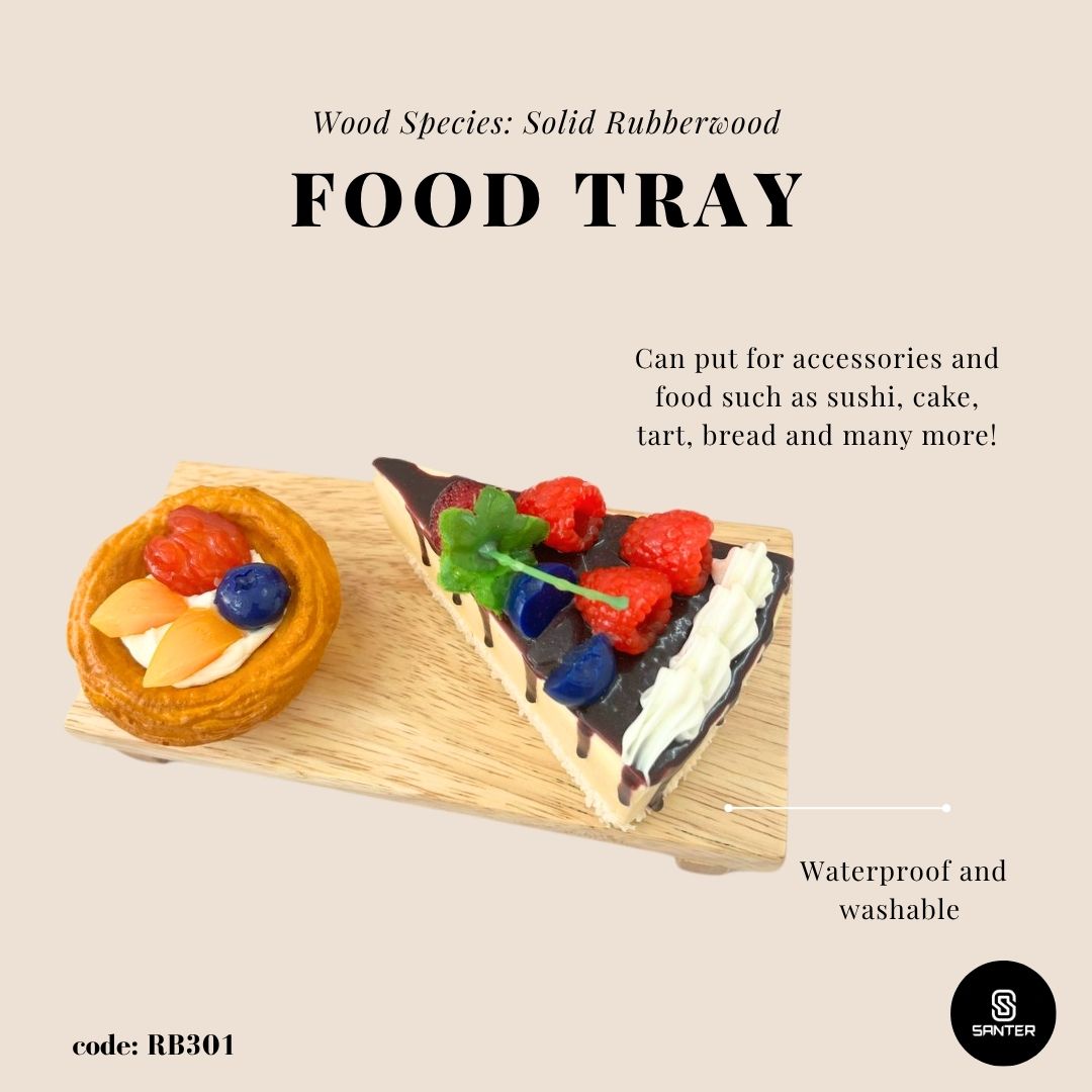 RB301. Solid Rubber Wood Sushi Tray / Wooden Tray / Display Tray / Tray with legs / Wooden Coaster