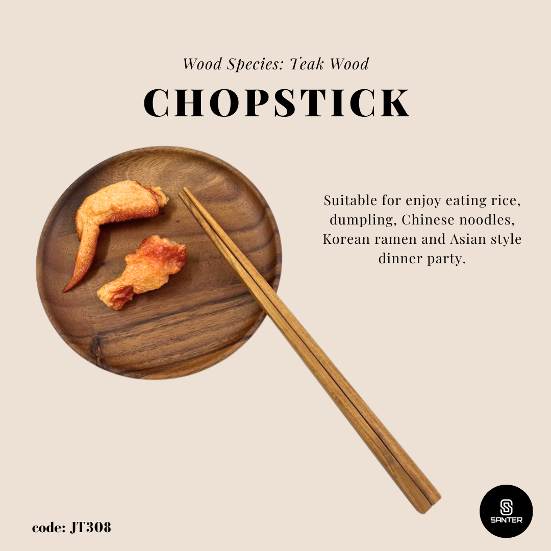 JT308. Teak Wood Chopstick / Wooden Chopstick / Noodle Chopstick