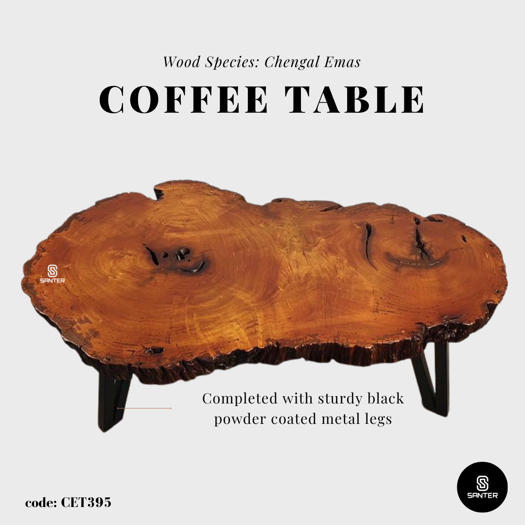 CET395. Chengal Emas Solid Wood Rustic Coffee Table / Sofa Table