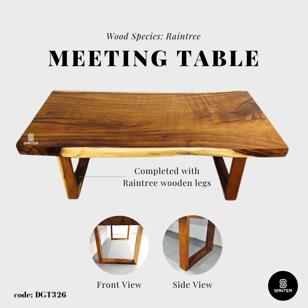 DGT326. Raintree Solid Wood Dining Table/ Meeting Table/ Working Desk/ Tea Table/ 6-8 Seater Wooden Table