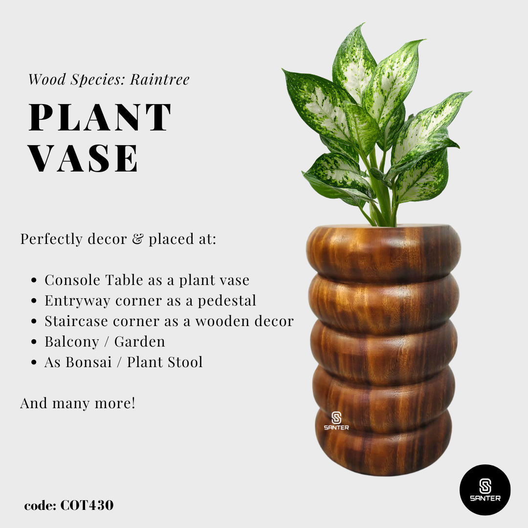 COT430. Raintree Wood Artistic Pedestal/ Wooden Vase/ Wooden Decor/ Plant Stool/ Wooden Pedestal