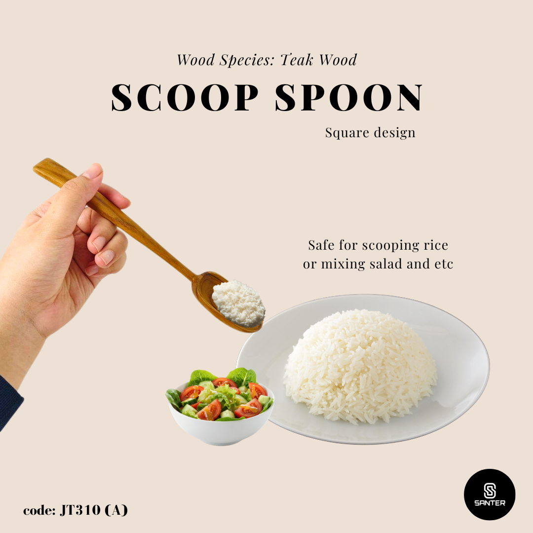 JT310. Teak Wood Serving Spoon/ Scoop Spoon/ Wooden Spoon/ Coffee Scoop