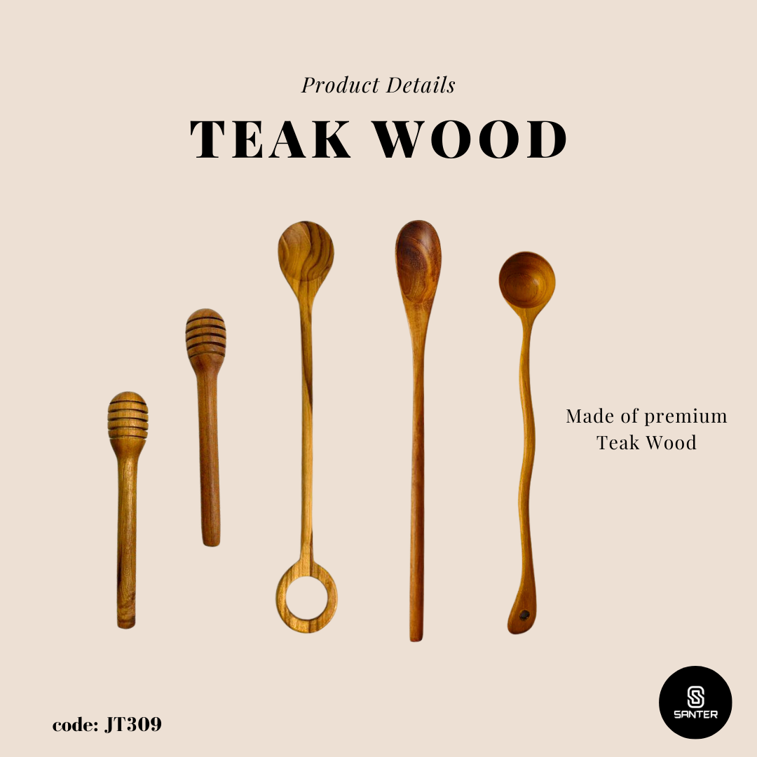 JT309. Teak Wood Honey Spoon/ Honey Dipper/ Honey Stirrer/ Honey Stick/ Honey Wand/ Honey Dripper