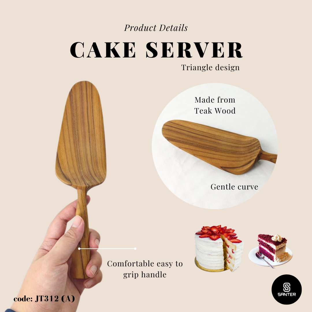 JT312. Teak Wood Wooden Cake Shovel / Cake Lifter / Cake Server / Pie Lifter / Pastry Server / Pastry Spatula