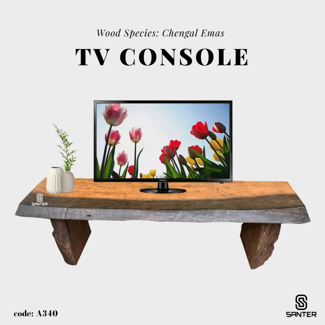 A340. Chengal Emas Solid Wood TV Console Table / Bench