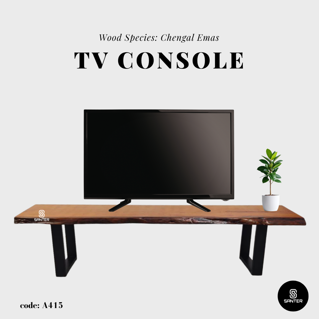 A415. Chengal Emas Solid Wood Rustic Bench / Dining Bench / TV Console / Wooden Bench / Shoe Bench