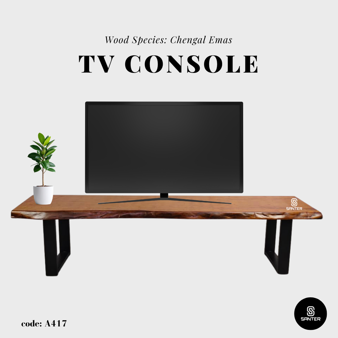 A417. Chengal Emas Solid Wood Rustic Bench / Dining Bench / TV Console / Wooden Bench / Shoe Bench