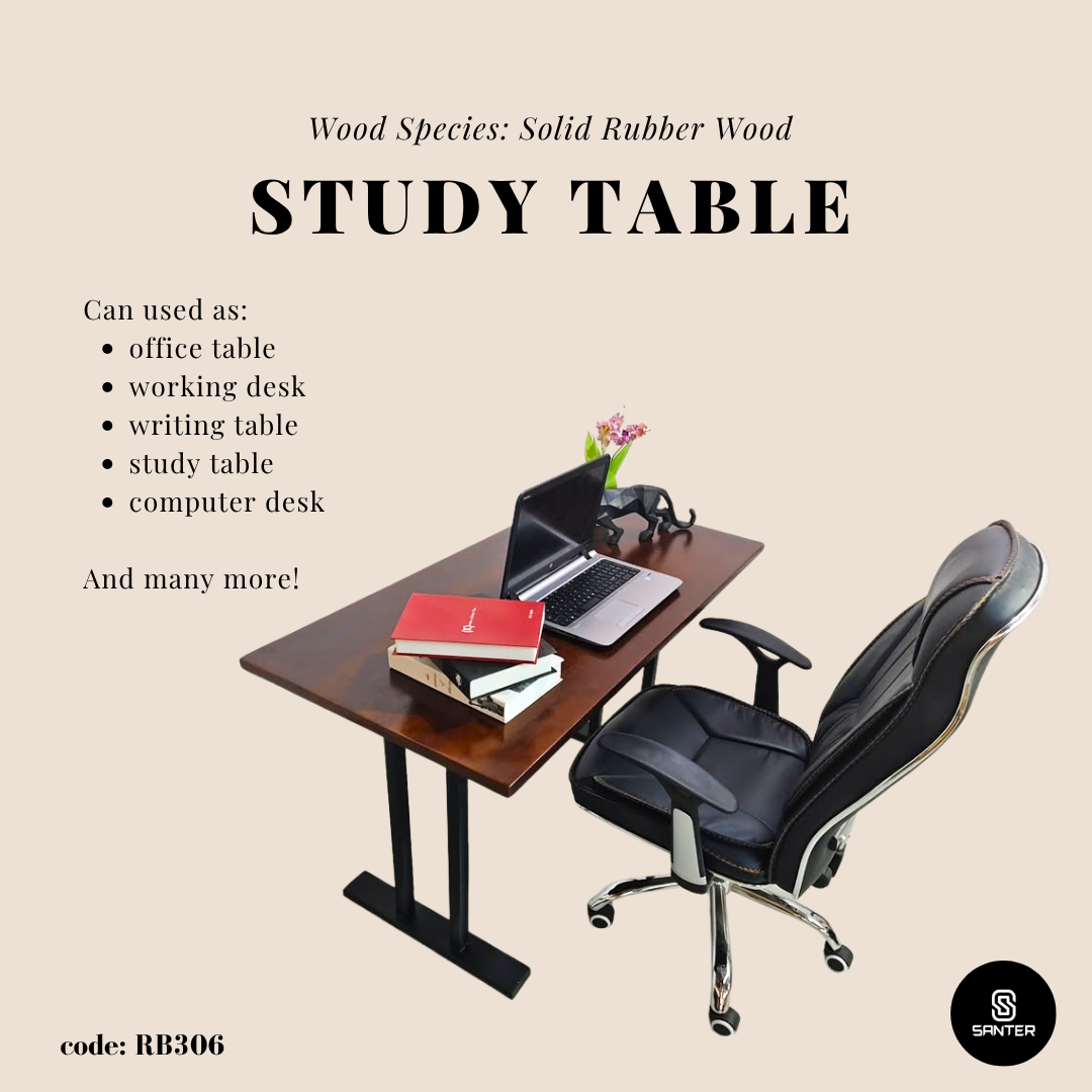 RB306. Solid Rubber Wood Office Table/ Study Table/ Working Desk/ Writing Table/ Computer Desk