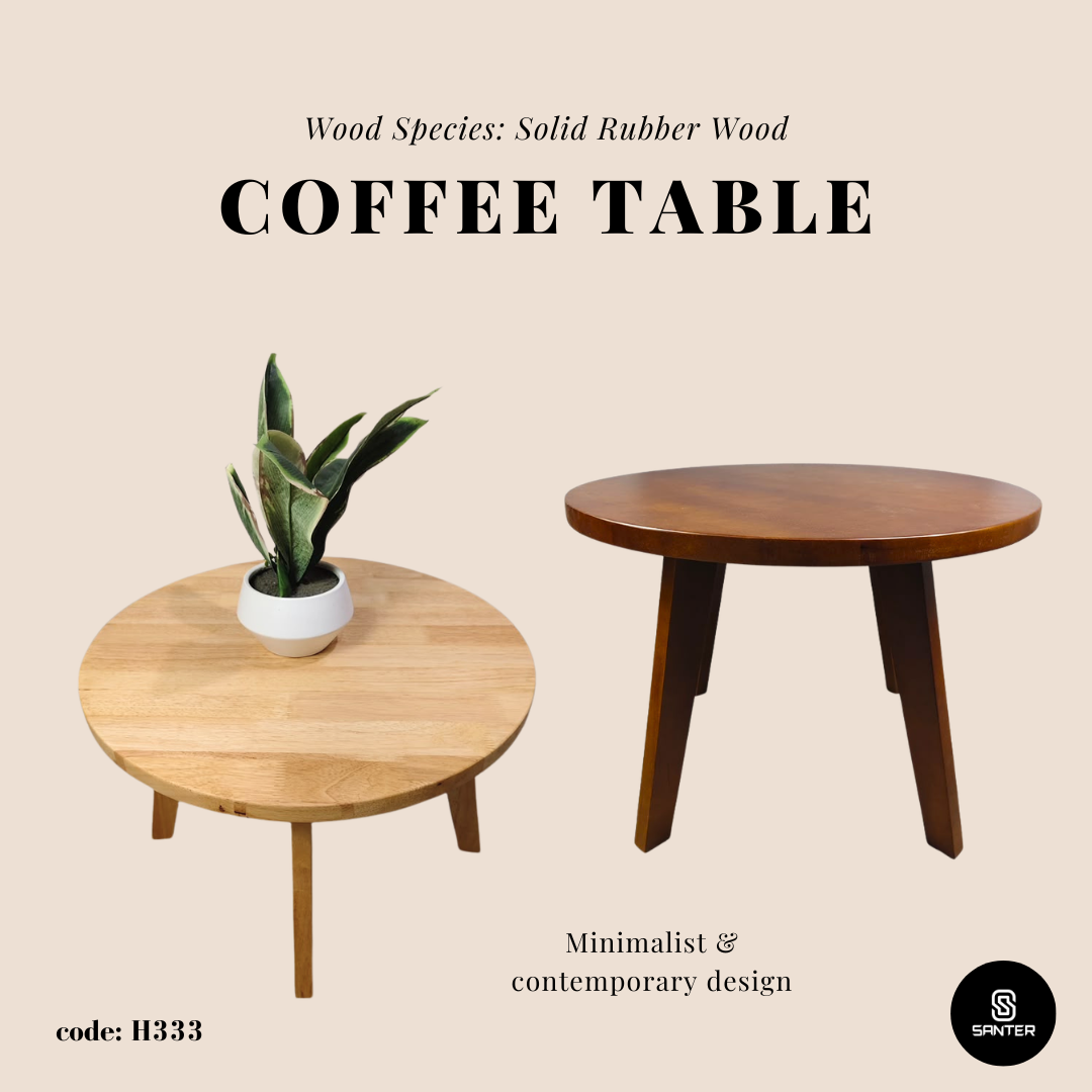 H333. Solid Rubber Wood Coffee Table