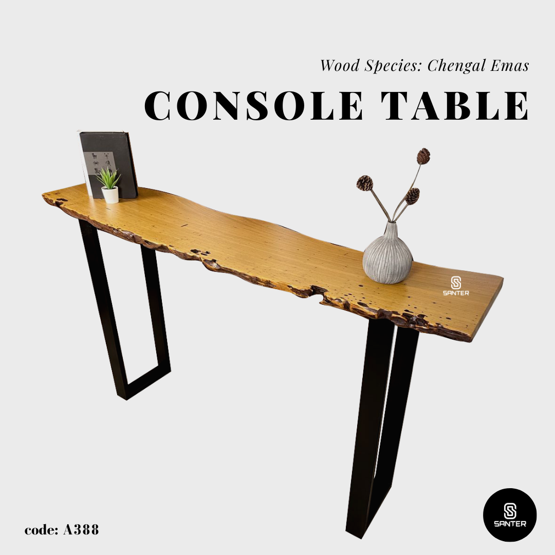 A388. Chengal Emas Solid Wood Rustic Bar Table / Console Table