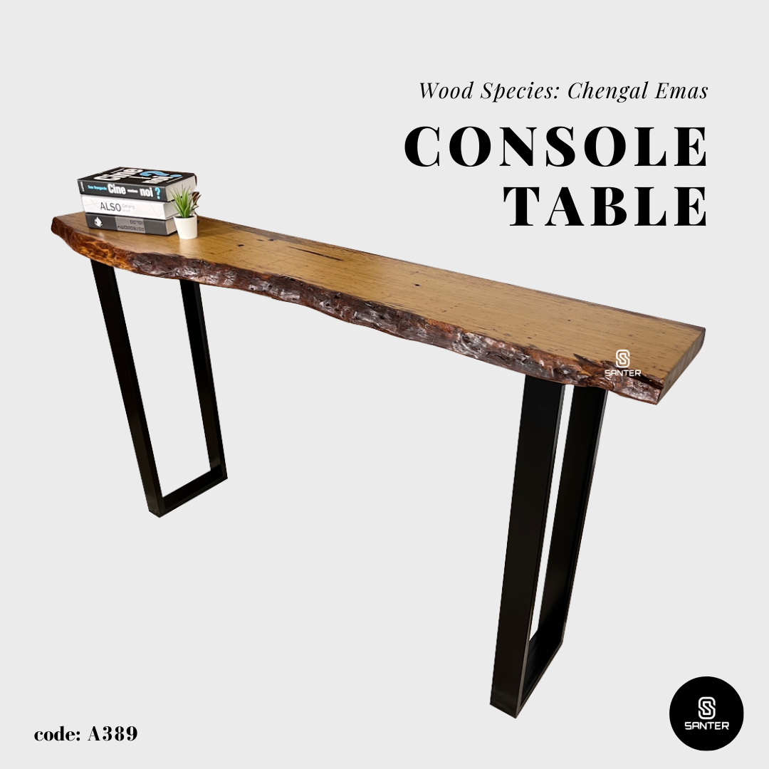 A389. Chengal Emas Solid Wood Rustic Bar Table / Console Table
