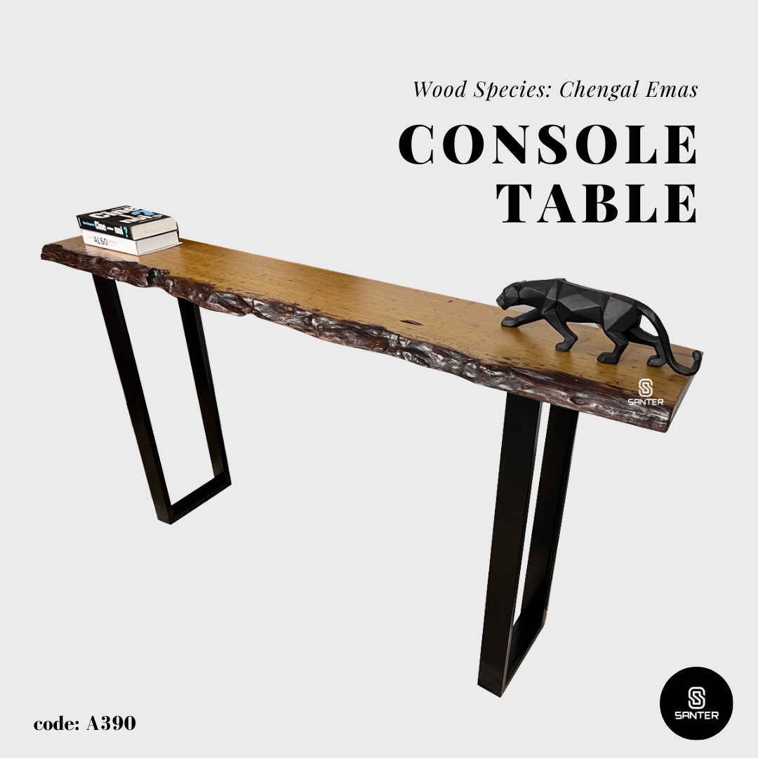 A390. Chengal Emas Solid Wood Rustic Bar Table / Console Table