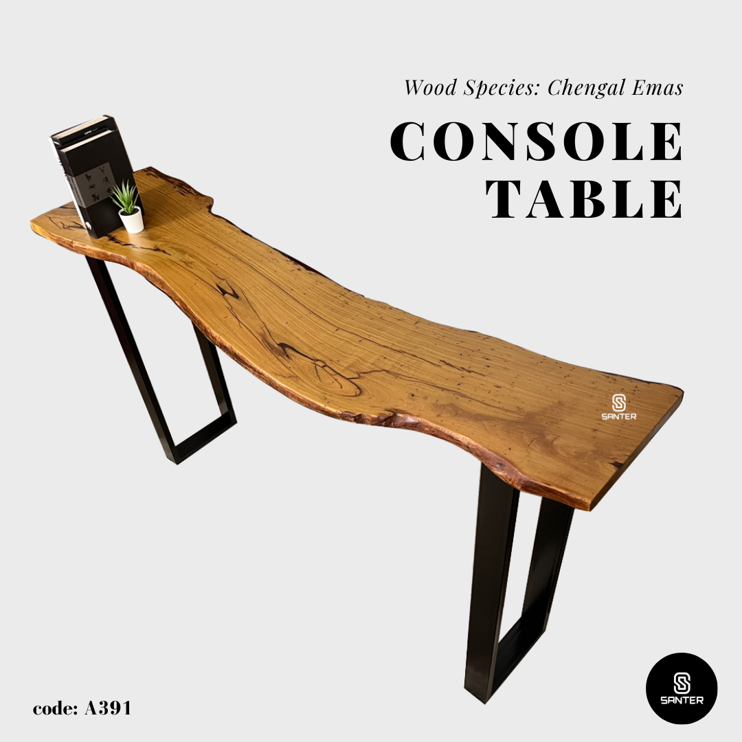 A391. Chengal Emas Solid Wood Rustic Bar Table / Console Table