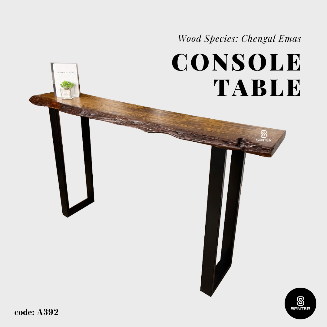 A392. Chengal Emas Solid Wood Rustic Bar Table / Console Table