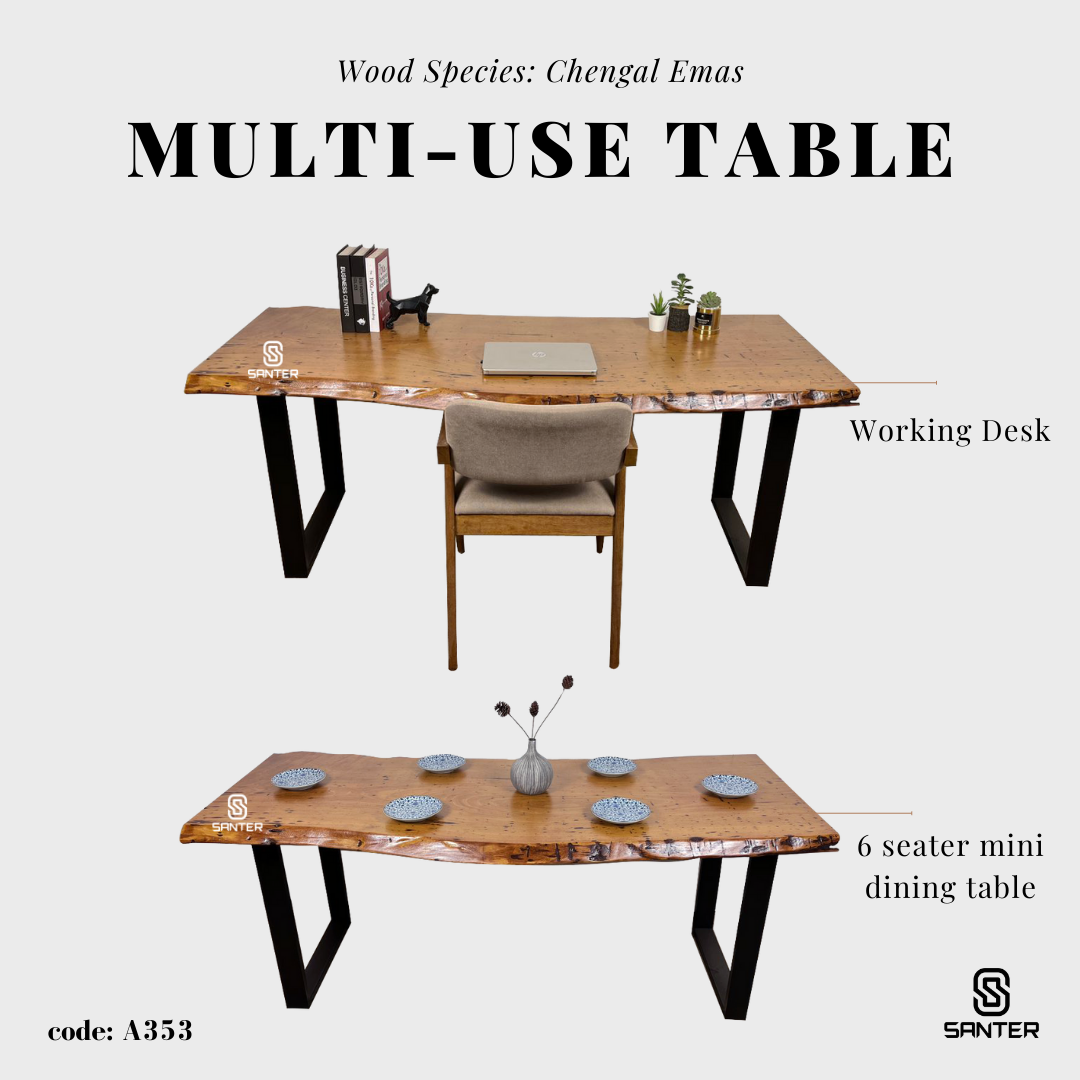 A353. Chengal Emas Solid Wood Dining Table / Office Table