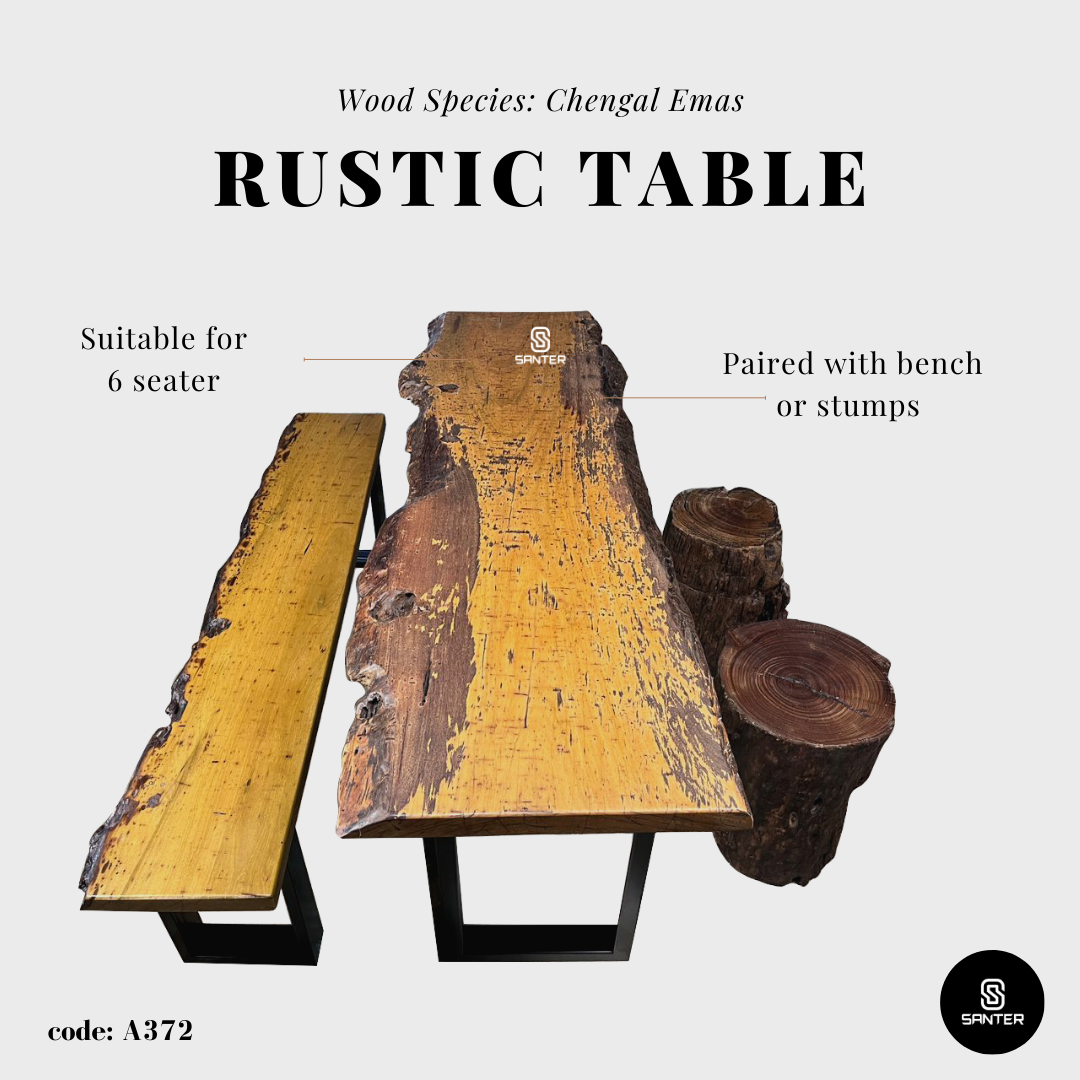 A372. Chengal Emas Solid Wood Tea Table / Outdoor Table