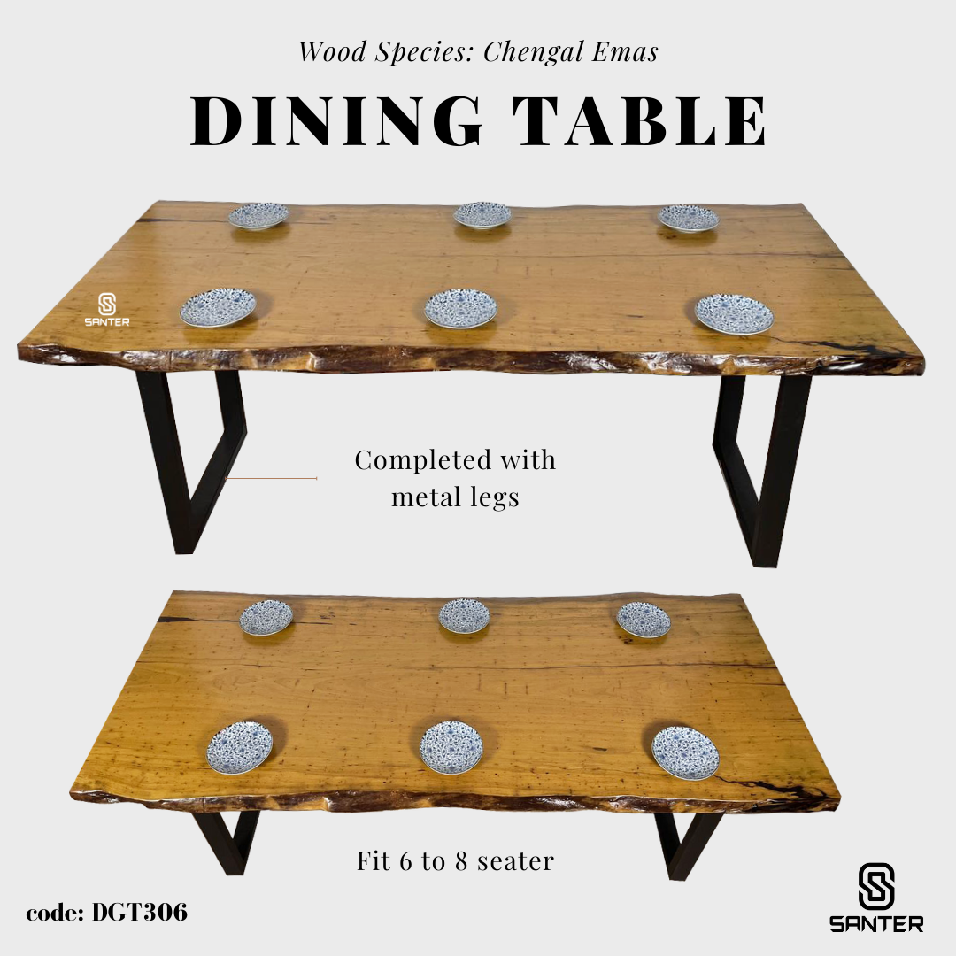 DGT306. Chengal Emas Solid Wood Dining Table / Office Table (6 to 8 seater)