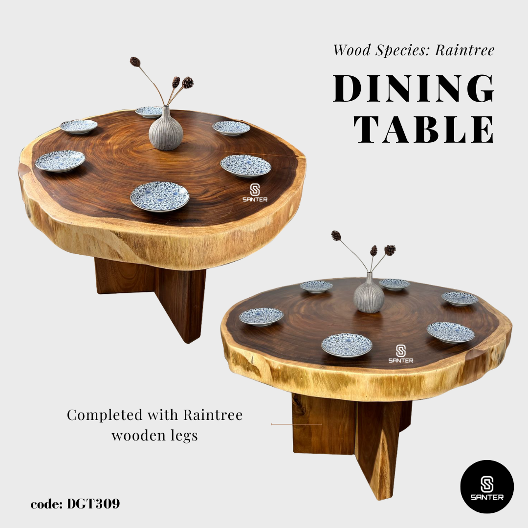 DGT309. Raintree Solid Wood Round Dining Table / Tea Table (4 to 6 seater)