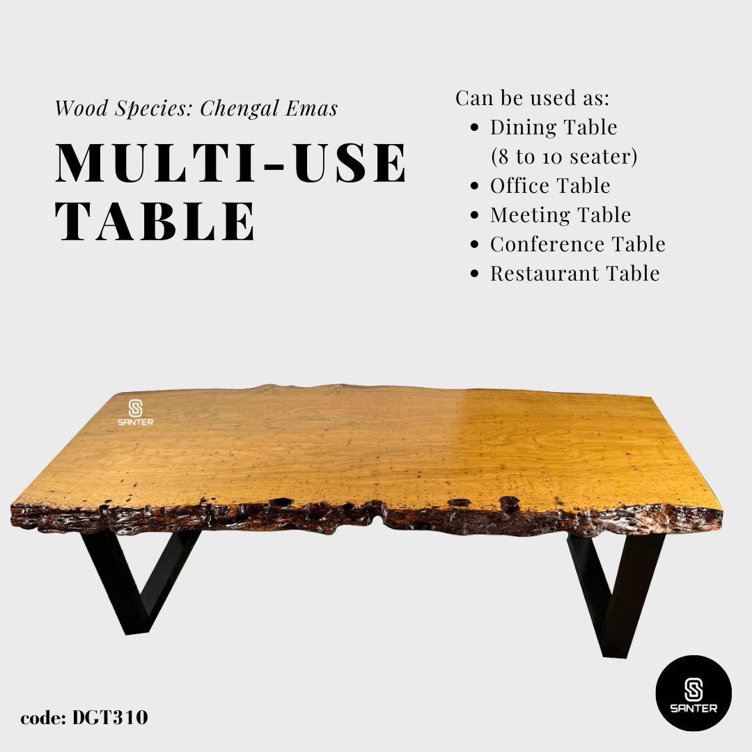 DGT310. Chengal Emas Solid Wood Dining Table / Conference Table (8 to 10 seater)