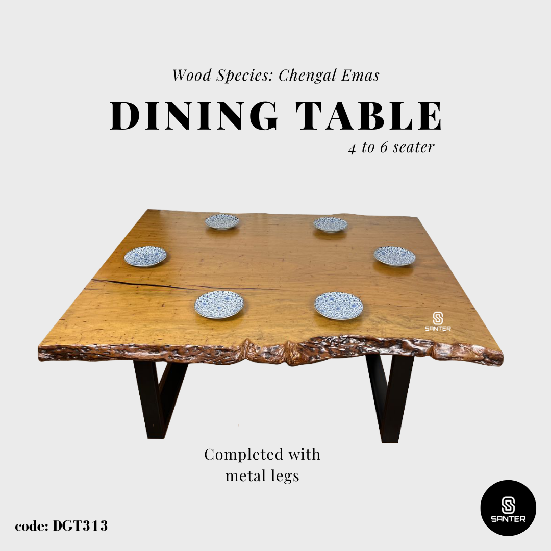 DGT313. Chengal Emas Solid Wood Dining Table/ Tea Table (6 seater)