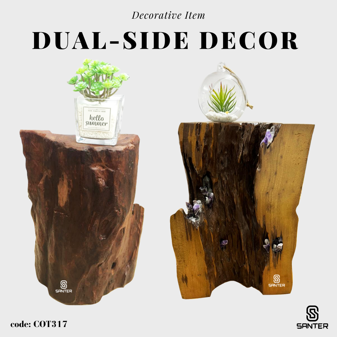 COT317. Chengal Emas Artistic Wood Pedestal (Purple Crystal)