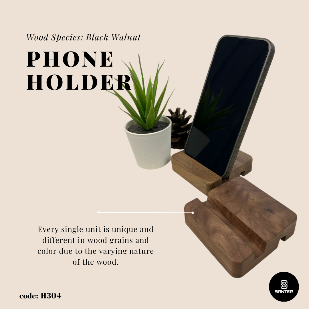 H304. Black Walnut Solid Wood Mobile Phone Stand