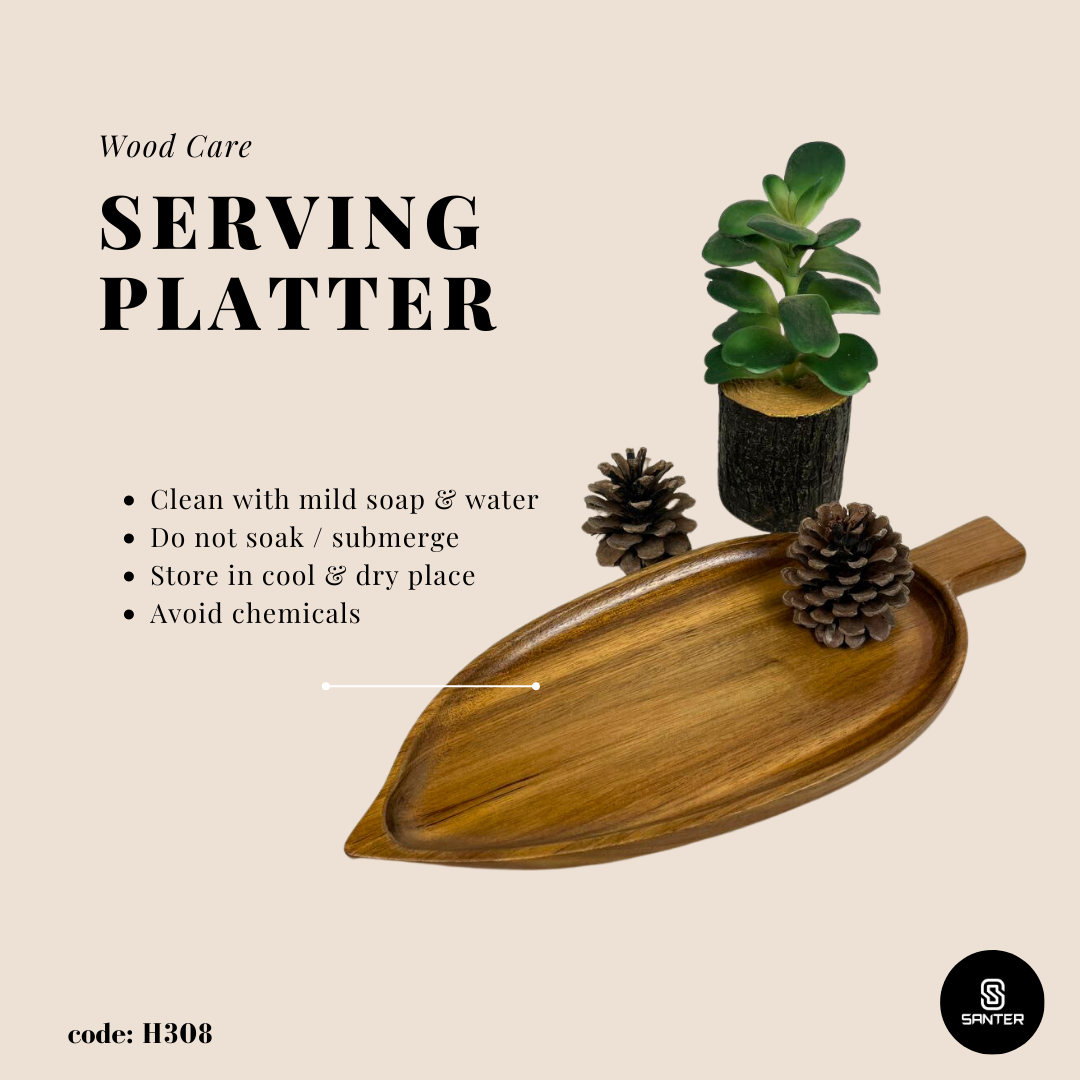 H308. Acacia Wood Serving Tray/ Serving Platter/ Vanity Tray