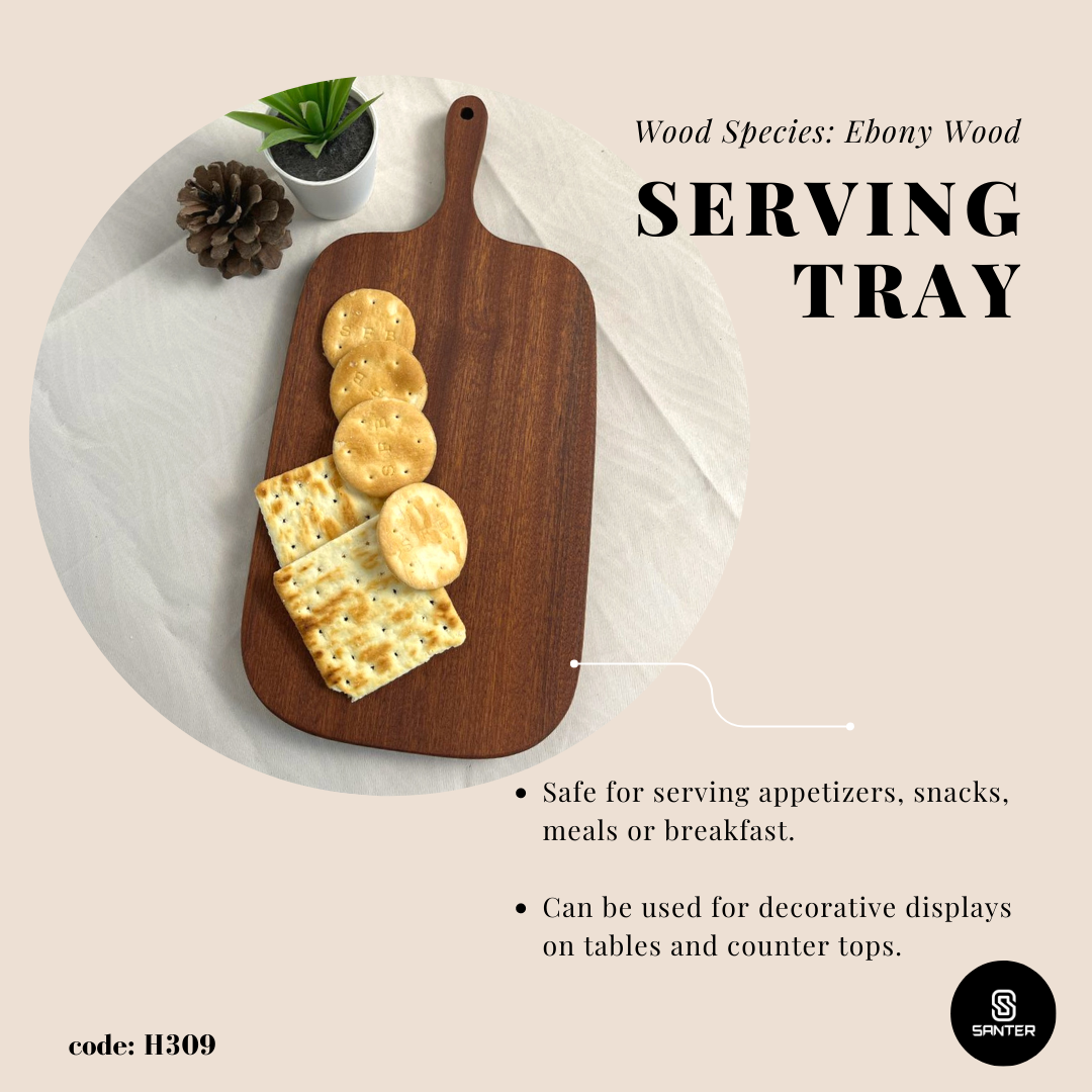 H309. Ebony Wood Serving Tray/ Serving Platter