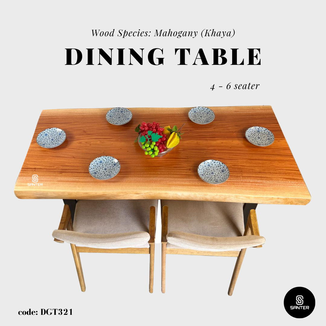 DGT321. Mahogany (Khaya) Solid Wood Dining Table/ Tea Table (4 to 6 seater)