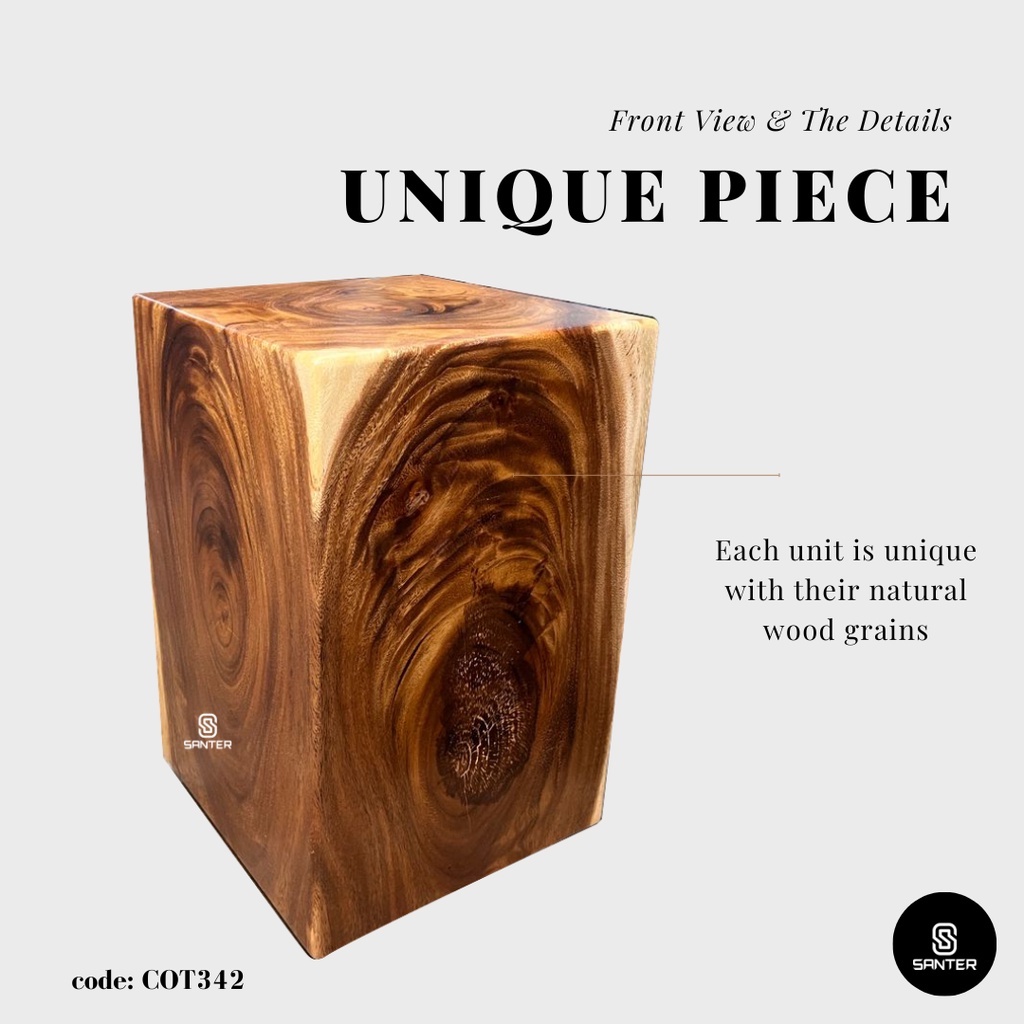 COT342. Raintree Solid Wood Stump / Stool / Pedestal / Side Table