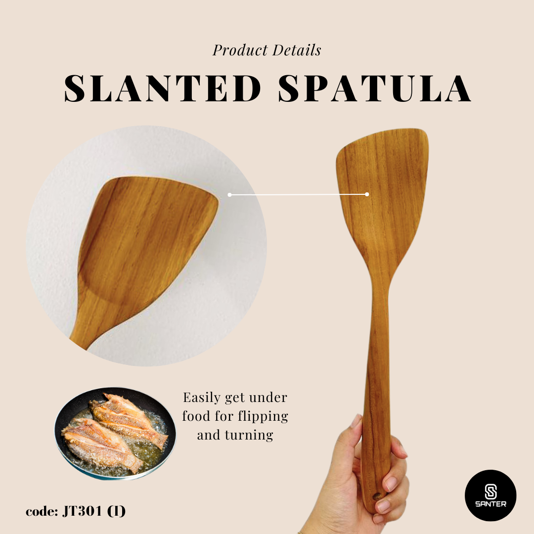 JT301. Teak Wood Wooden Kitchen Utensils / Rice Paddle / Frying Spatula / Wok Spatula / Soup Ladle / Angled Spatula / Slanted Spatula / Slotted Turner