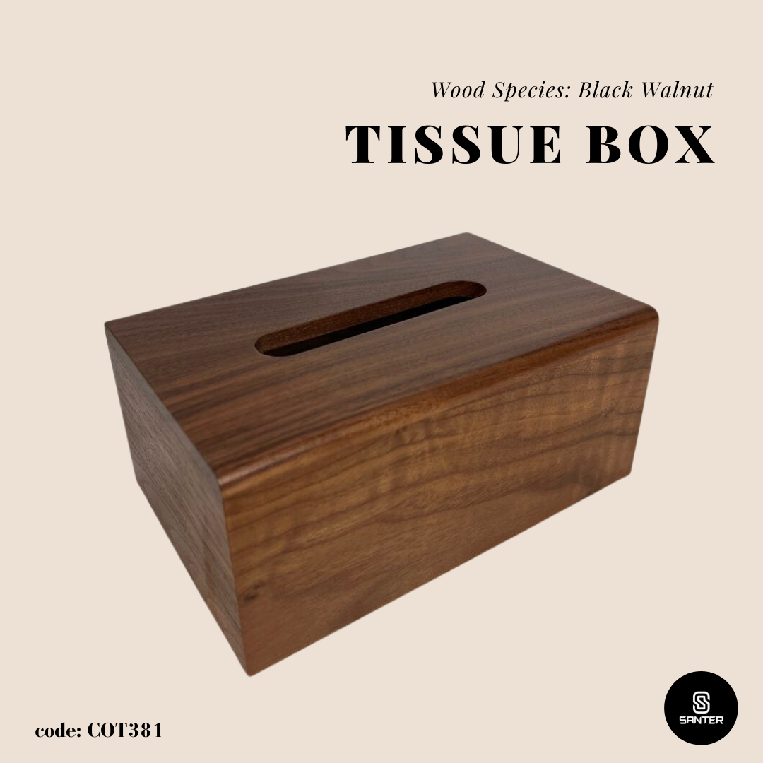 COT381. Black Walnut Solid Wood Tissue Paper Box
