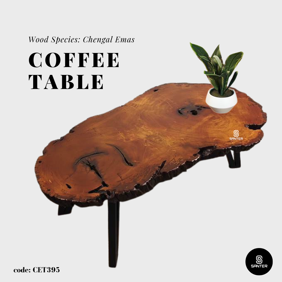 CET395. Chengal Emas Solid Wood Rustic Coffee Table / Sofa Table