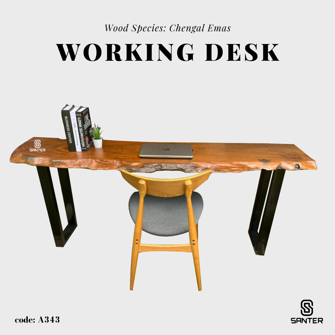 A343. Chengal Emas Solid Wood Study Table / Bar Table / Console Table