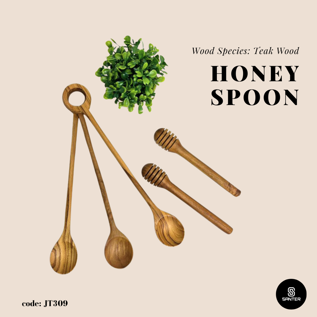 JT309. Teak Wood Honey Spoon/ Honey Dipper/ Honey Stirrer/ Honey Stick/ Honey Wand/ Honey Dripper
