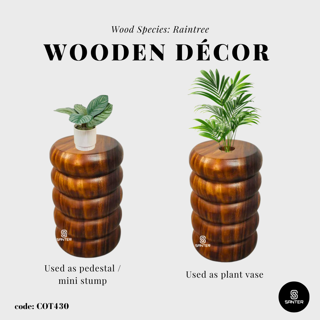 COT430. Raintree Wood Artistic Pedestal/ Wooden Vase/ Wooden Decor/ Plant Stool/ Wooden Pedestal