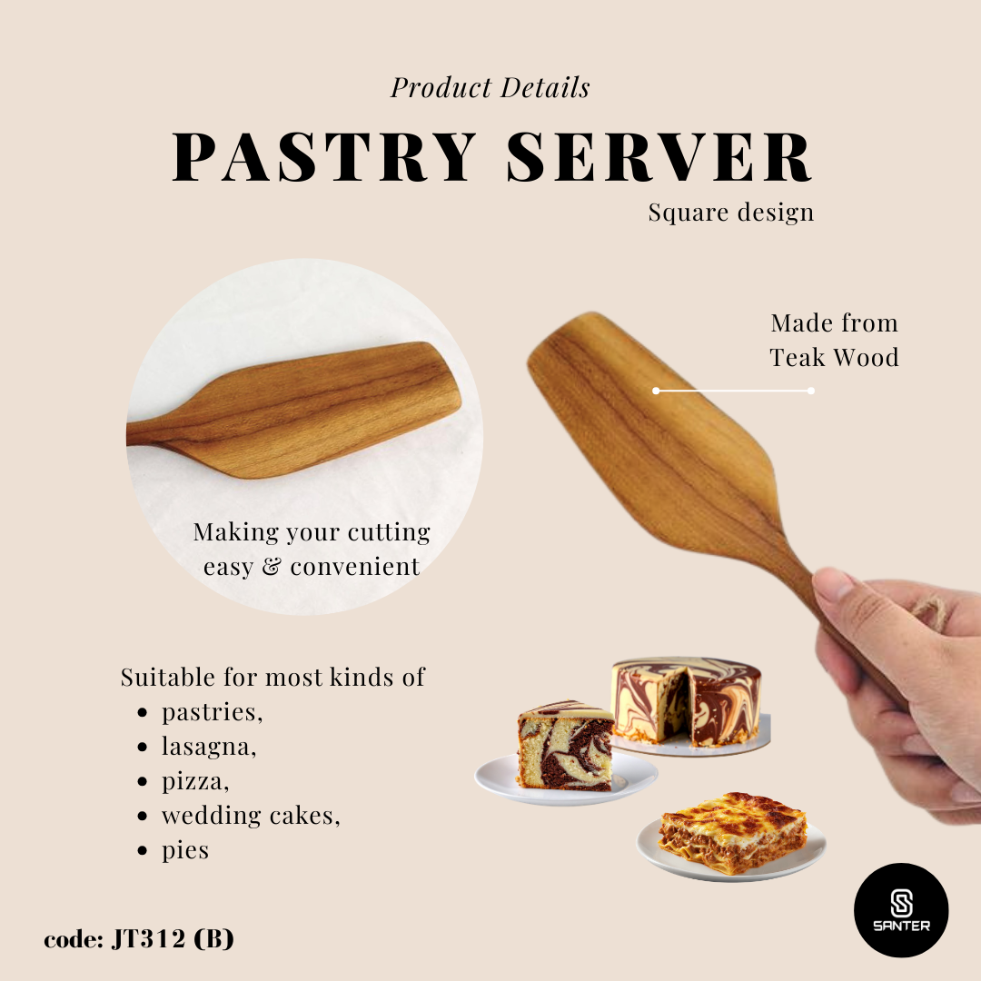 JT312. Teak Wood Wooden Cake Shovel / Cake Lifter / Cake Server / Pie Lifter / Pastry Server / Pastry Spatula