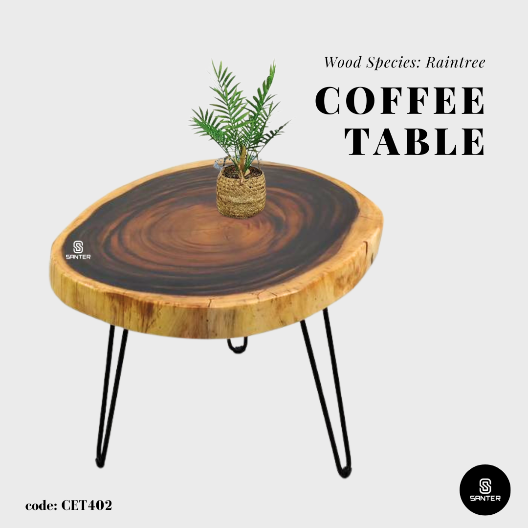 CET402. Raintree Solid Wood Coffee Table/ Sofa Table/ Living Room Table/ Side Table/ Wooden Table