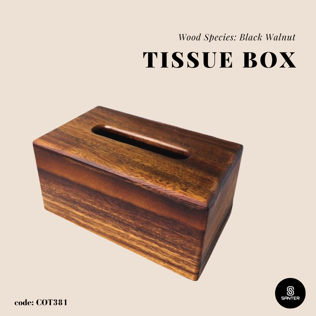 COT381. Black Walnut Solid Wood Tissue Paper Box