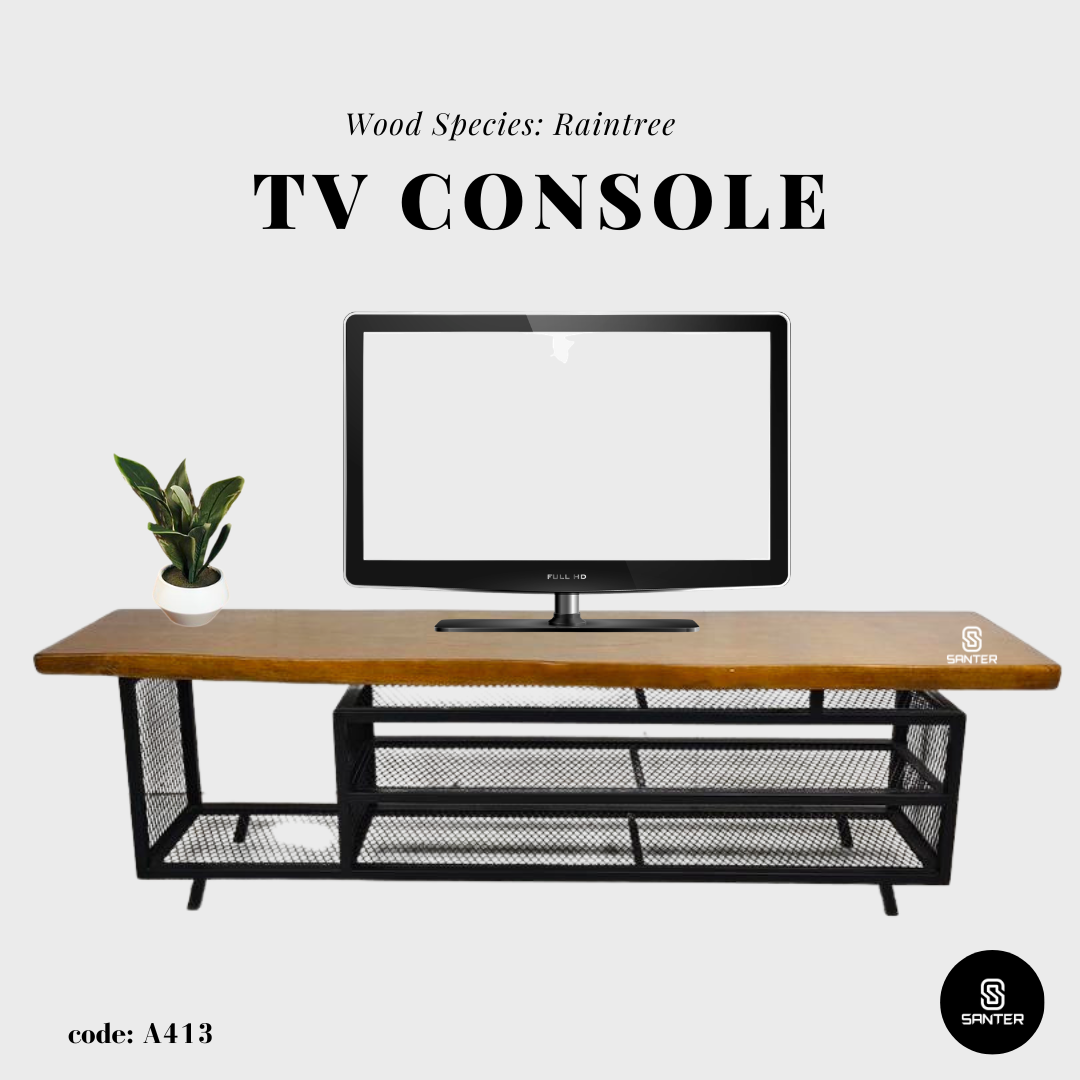A413. Raintree Solid Wood TV Console Table / Wooden Bench / Storage Bench / TV Bench
