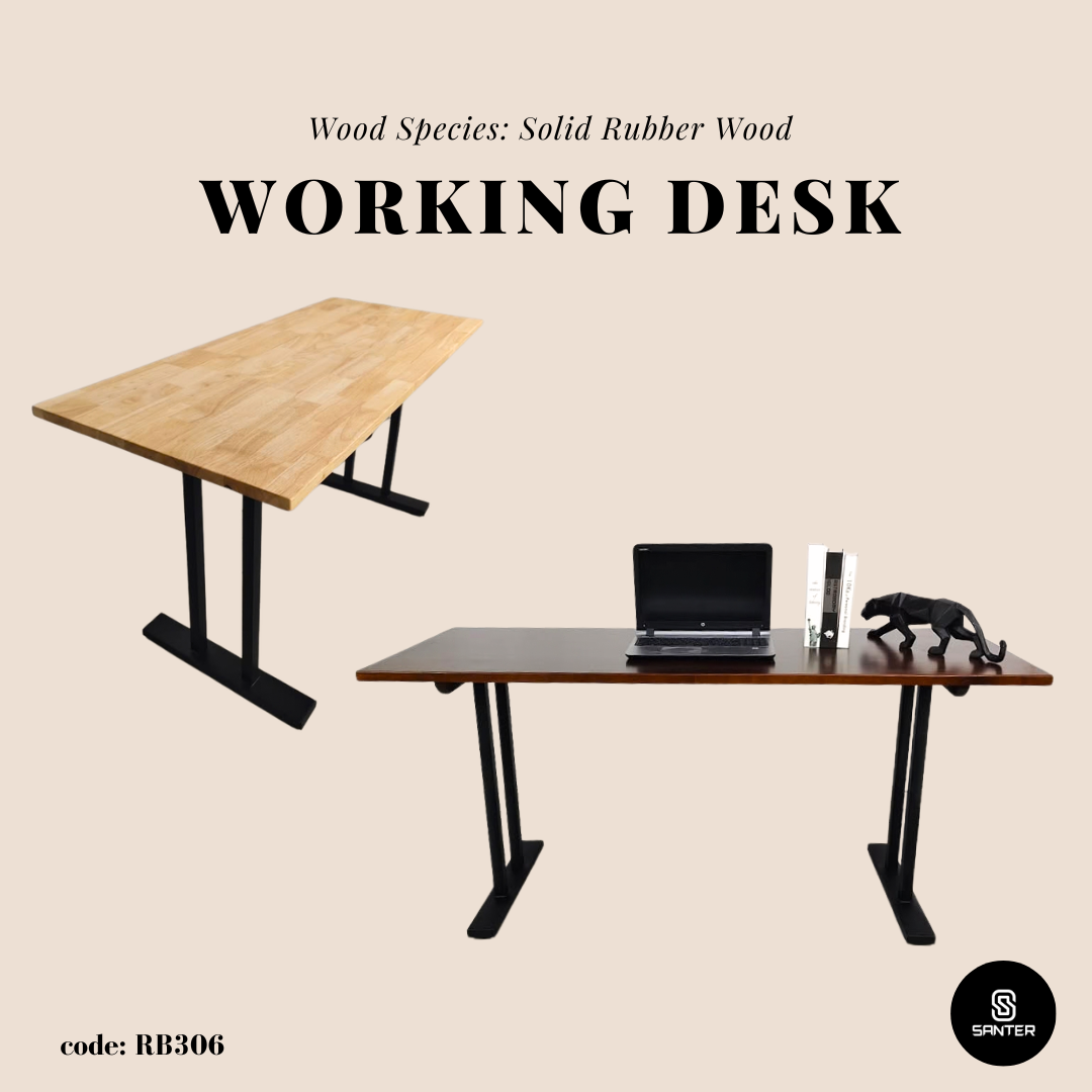 RB306. Solid Rubber Wood Office Table/ Study Table/ Working Desk/ Writing Table/ Computer Desk