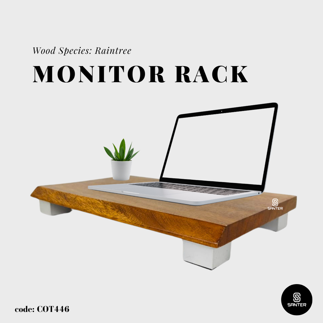 COT446. Raintree Solid Wood Monitor Rack/ Plant Tray/ Wooden Tray/ Dessert Tray/ Monitor Stand Riser