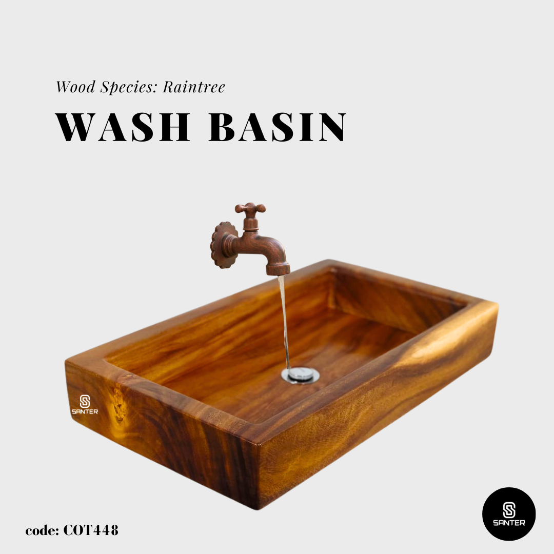 COT448. Raintree Solid Wood Wooden Basin/ Bathroom Wash Basin/ Counter Vanity Basin/ Cafe Wash Basin