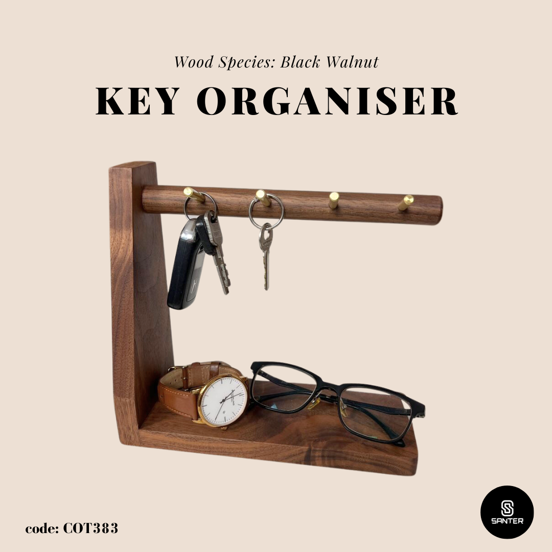 COT383. Black Walnut Solid Wood Key Holder/ Decoration Storage Tray
