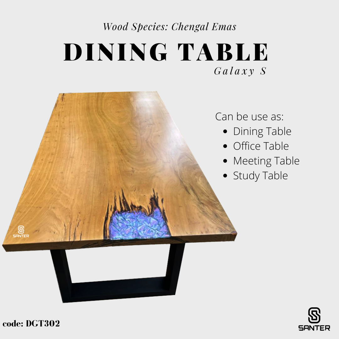 DGT302. Chengal Emas Solid Wood Dining Table / Office Table (6 to 8 seater)