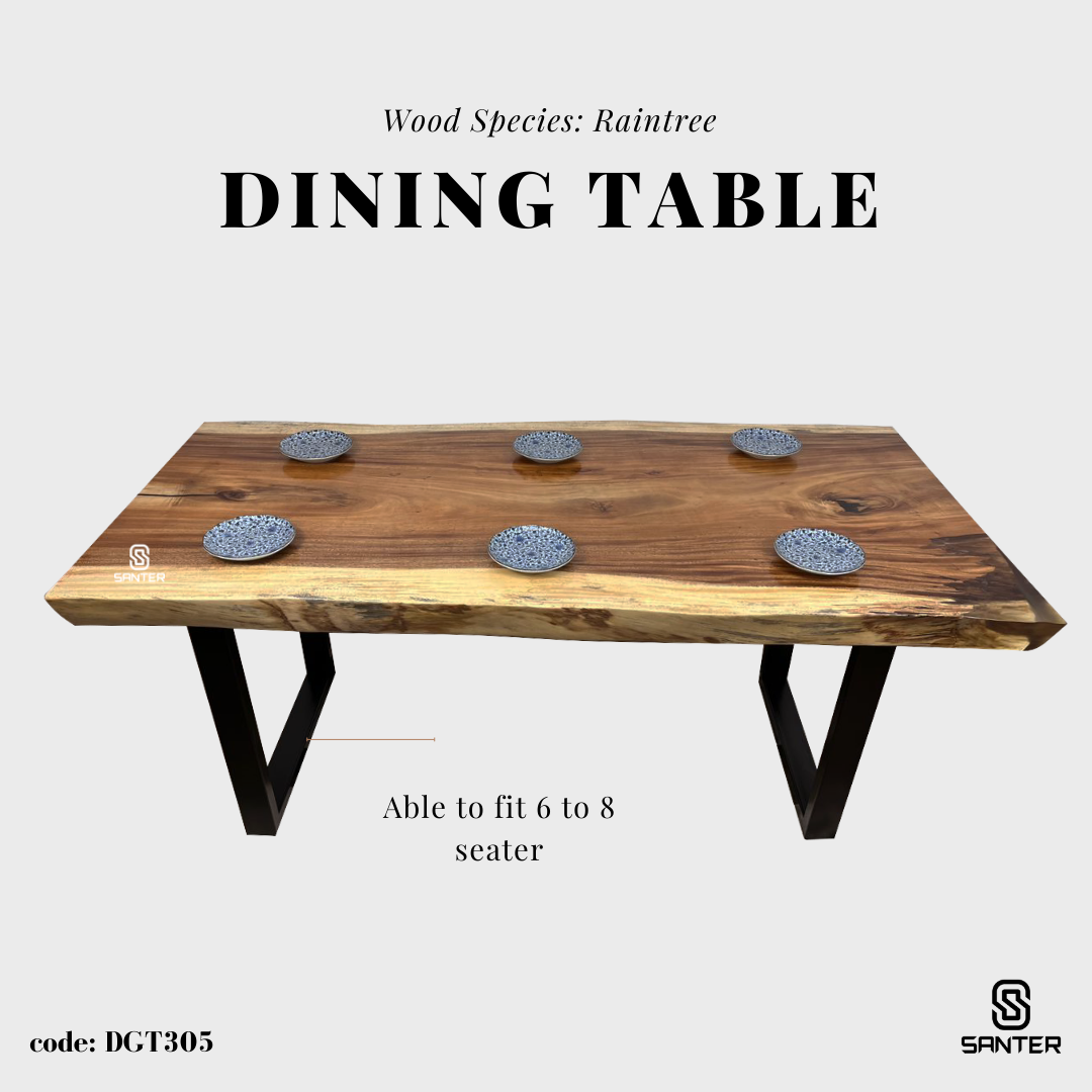 DGT305. Raintree Solid Wood Dining Table (6 to 8 seater)