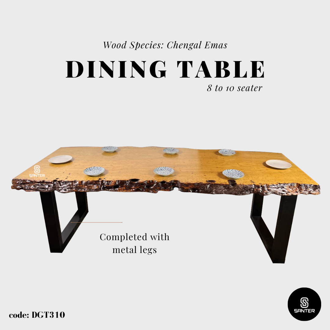 DGT310. Chengal Emas Solid Wood Dining Table / Conference Table (8 to 10 seater)