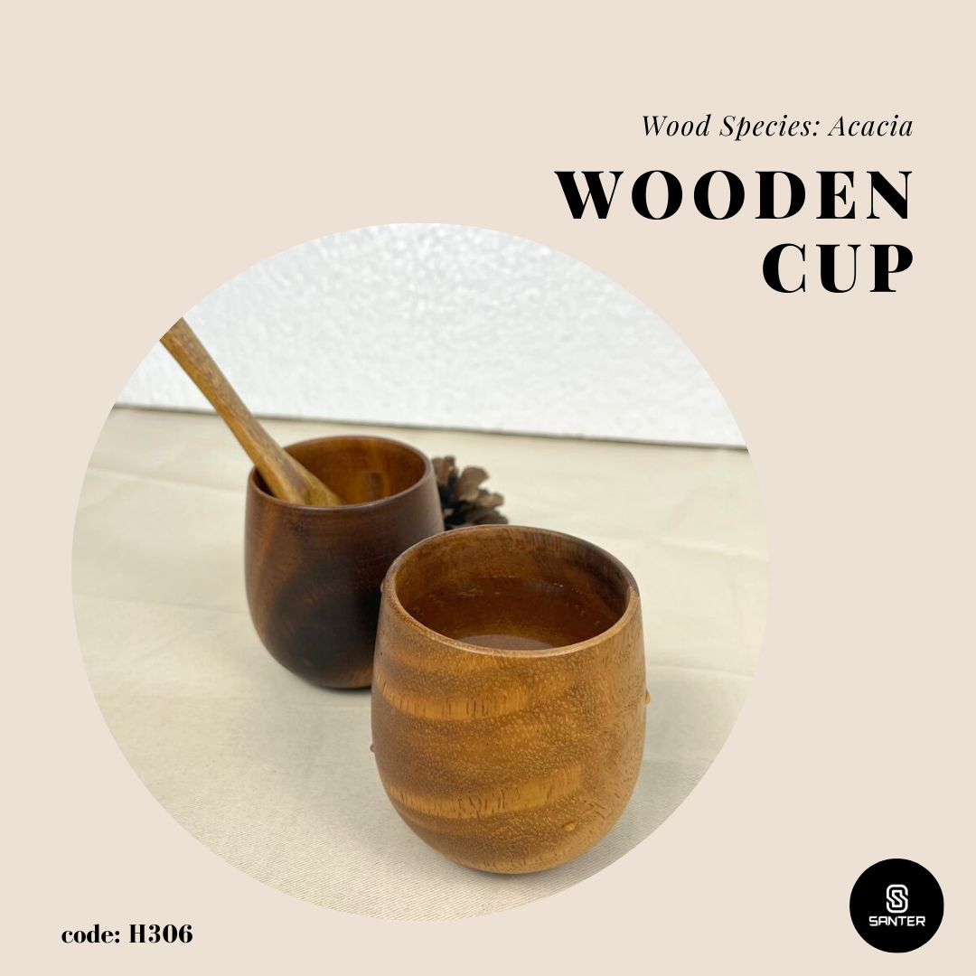 H306. Acacia Wood Tea Cup/ Coffee Cup/ Wooden Cup