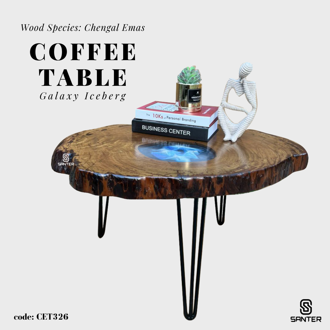 CET326. Chengal Emas Solid Wood Coffee Table / Sofa Table (Galaxy Iceberg)