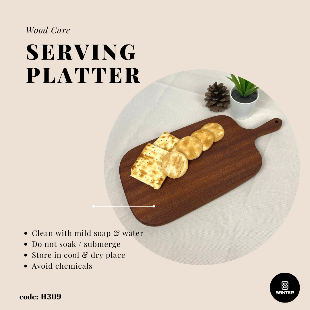H309. Ebony Wood Serving Tray/ Serving Platter